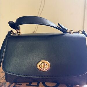 Coach Black Shoulder Bag with Gold Accents